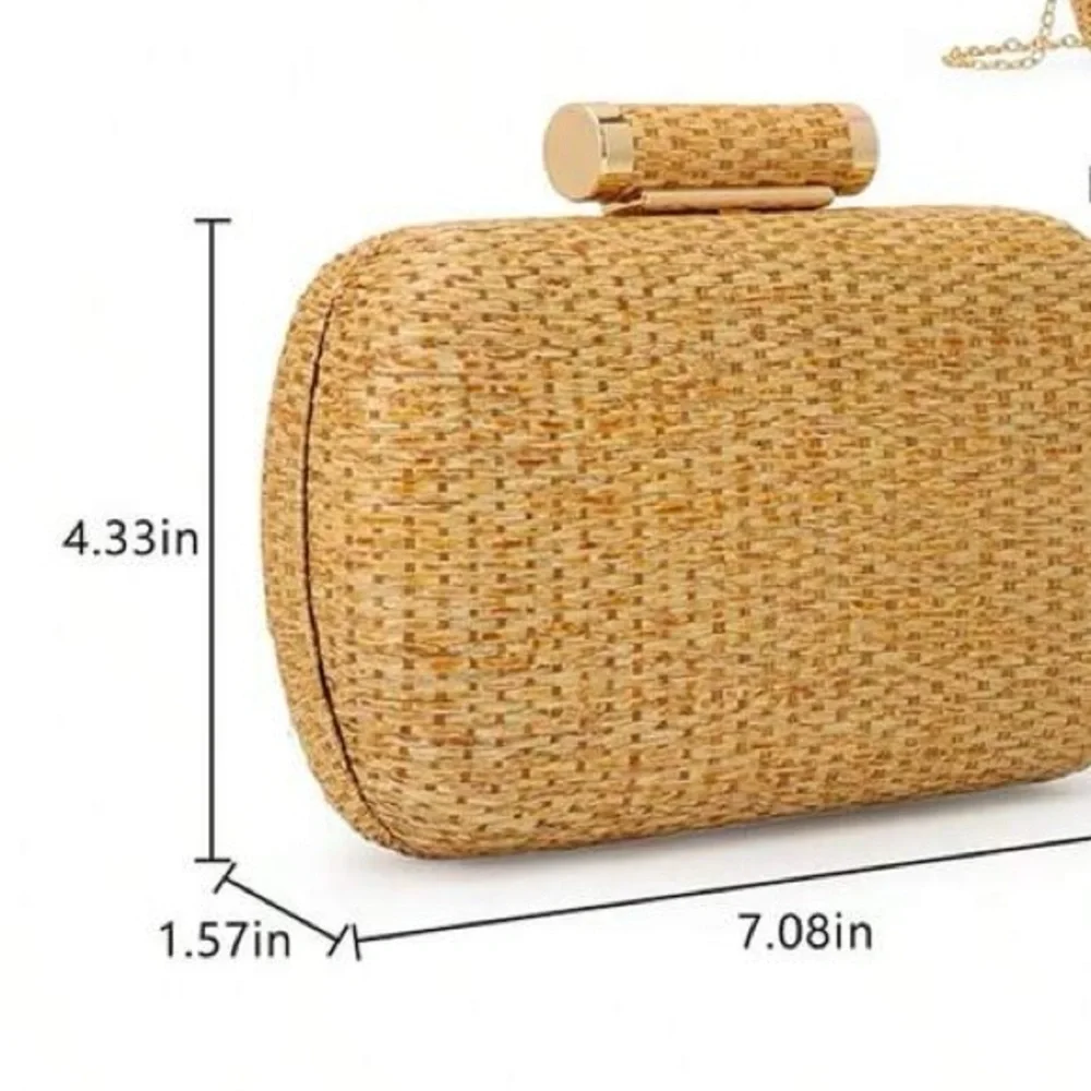 Wicker Straw Tan Clutch Bag - Picture 4 of 6